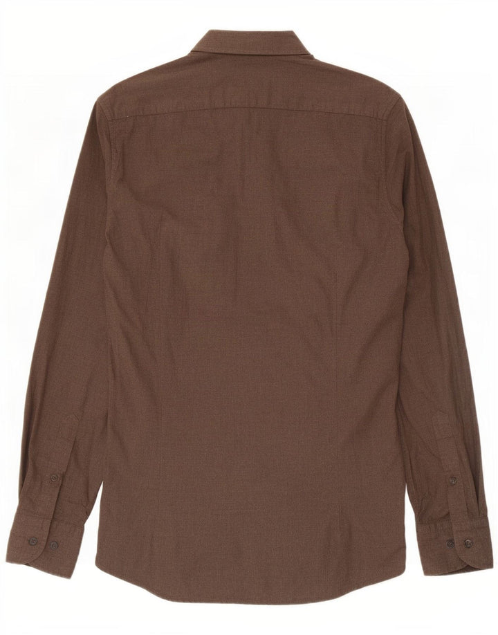 Cămașă Massimo Dutti Bărbați Mic Maro Bumbac