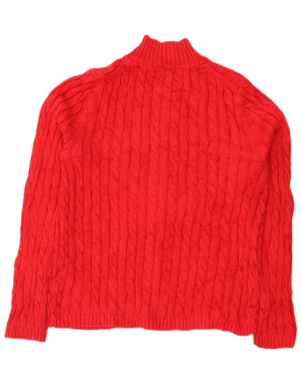 Pulover cardigan cu fermoar complet pentru femei L.L.Bean UK 14 bumbac roșu mediu