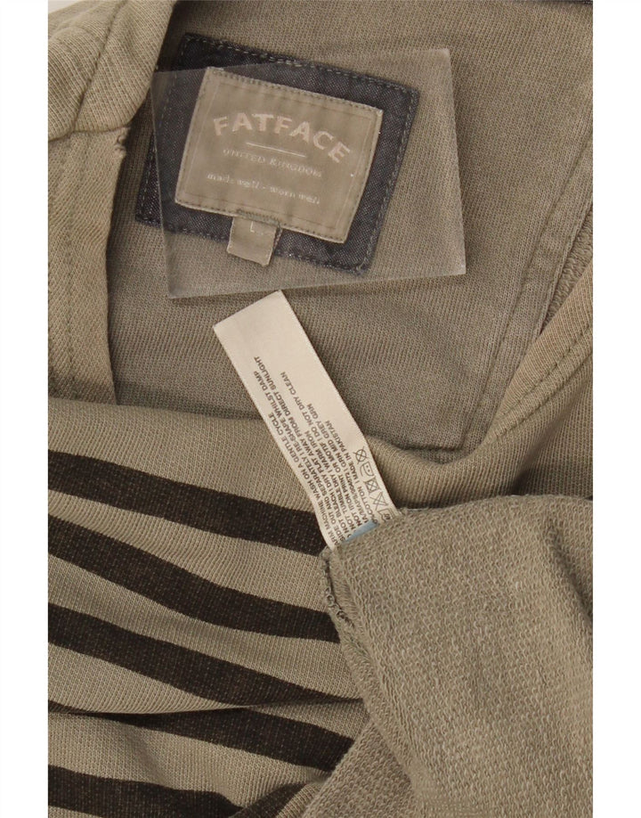 FAT FACE Top cu mânecă lungă pentru bărbați, bumbac cu dungi kaki