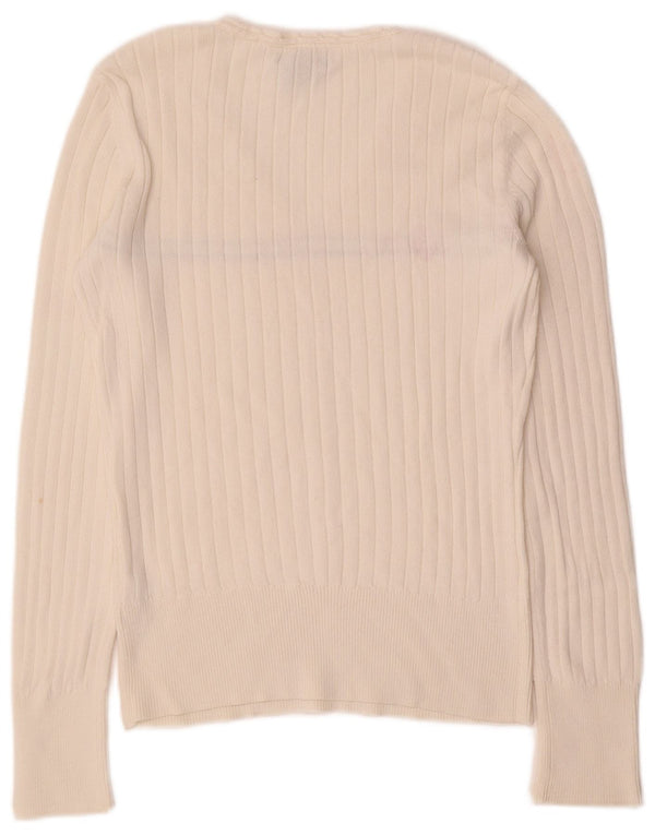 Pulover cu decolteu în V Tommy Hilfiger pentru femei UK 10, cu dungi albe mici