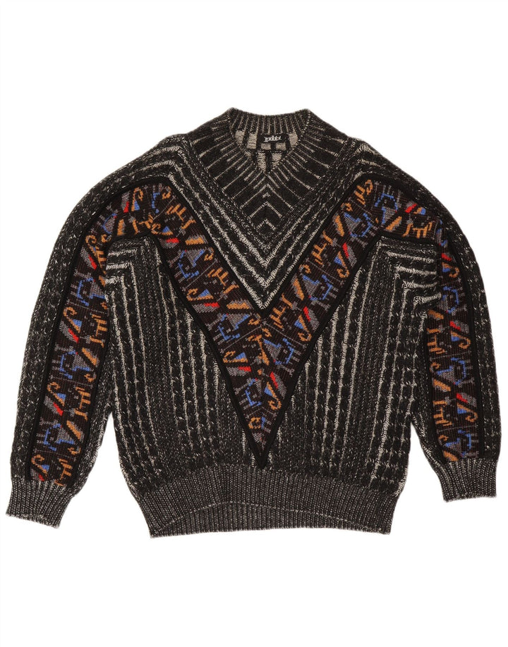 Pulover cu decolteu în V Pitti pentru bărbați, mare, negru, geometric