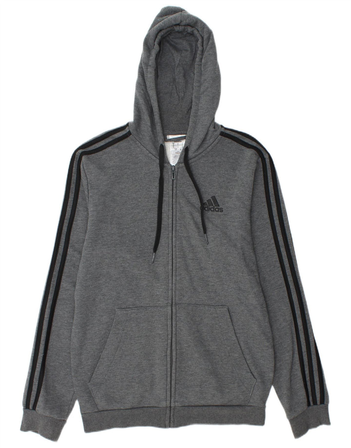 Pulover Adidas pentru bărbați, cu fermoar, bumbac, gri mic