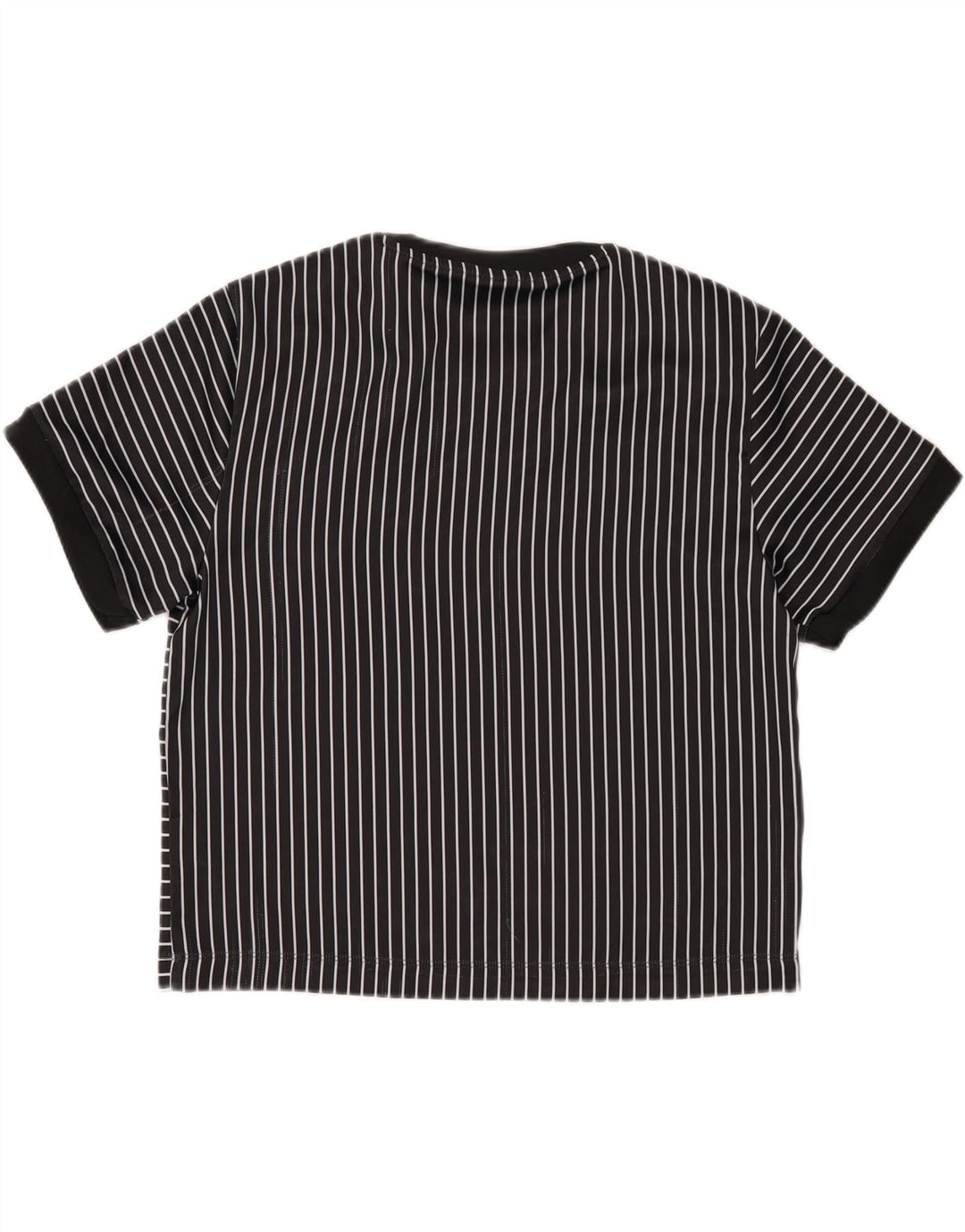 Tricou ADIDAS Crop Oversized pentru femei UK 8 Small Black Pinstripe