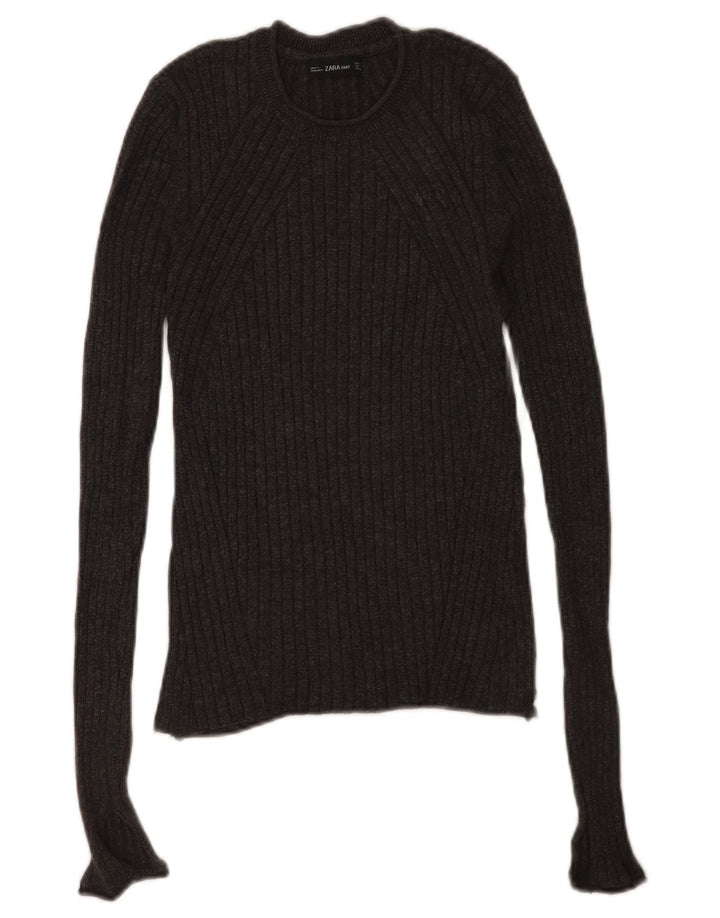 Pulover pentru damă Zara, cu gât turnut, UK 12, viscoză, gri mediu