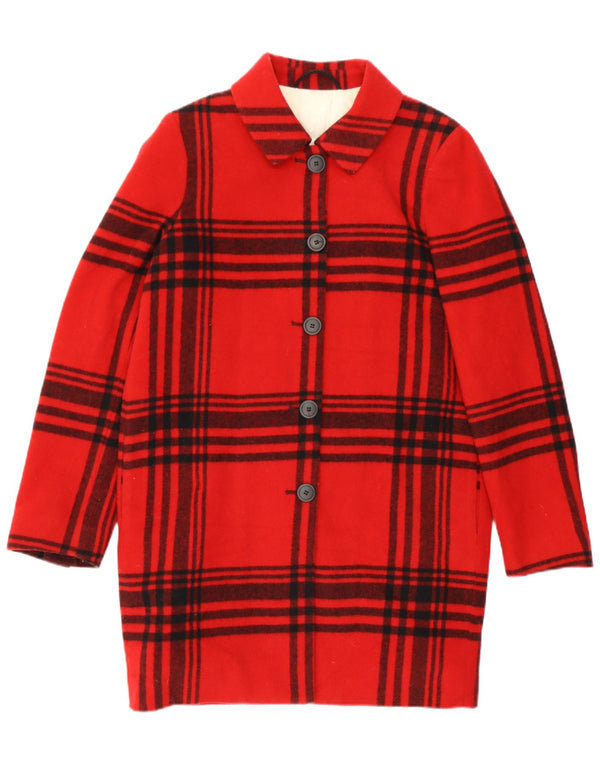Vintage Womens Overcoat IT 42 Medium Red Check Wool