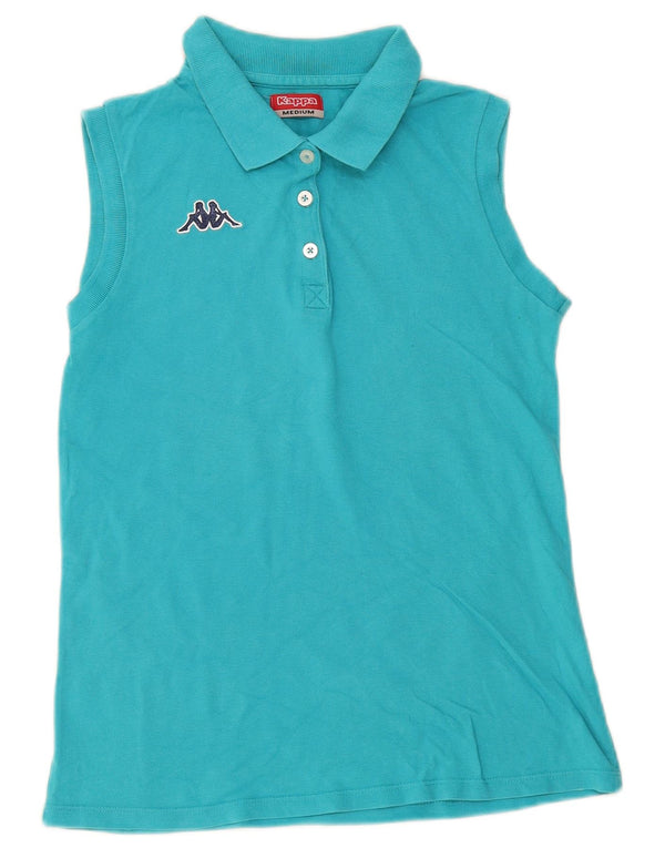 Tricou polo fără mâneci Kappa pentru femei UK 12, bumbac turcoaz mediu