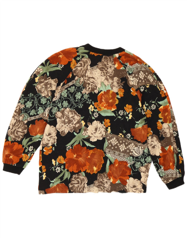 Pulover Cardigan Vintage pentru Damă IT 44 Lână Florală Multicoloră Medie
