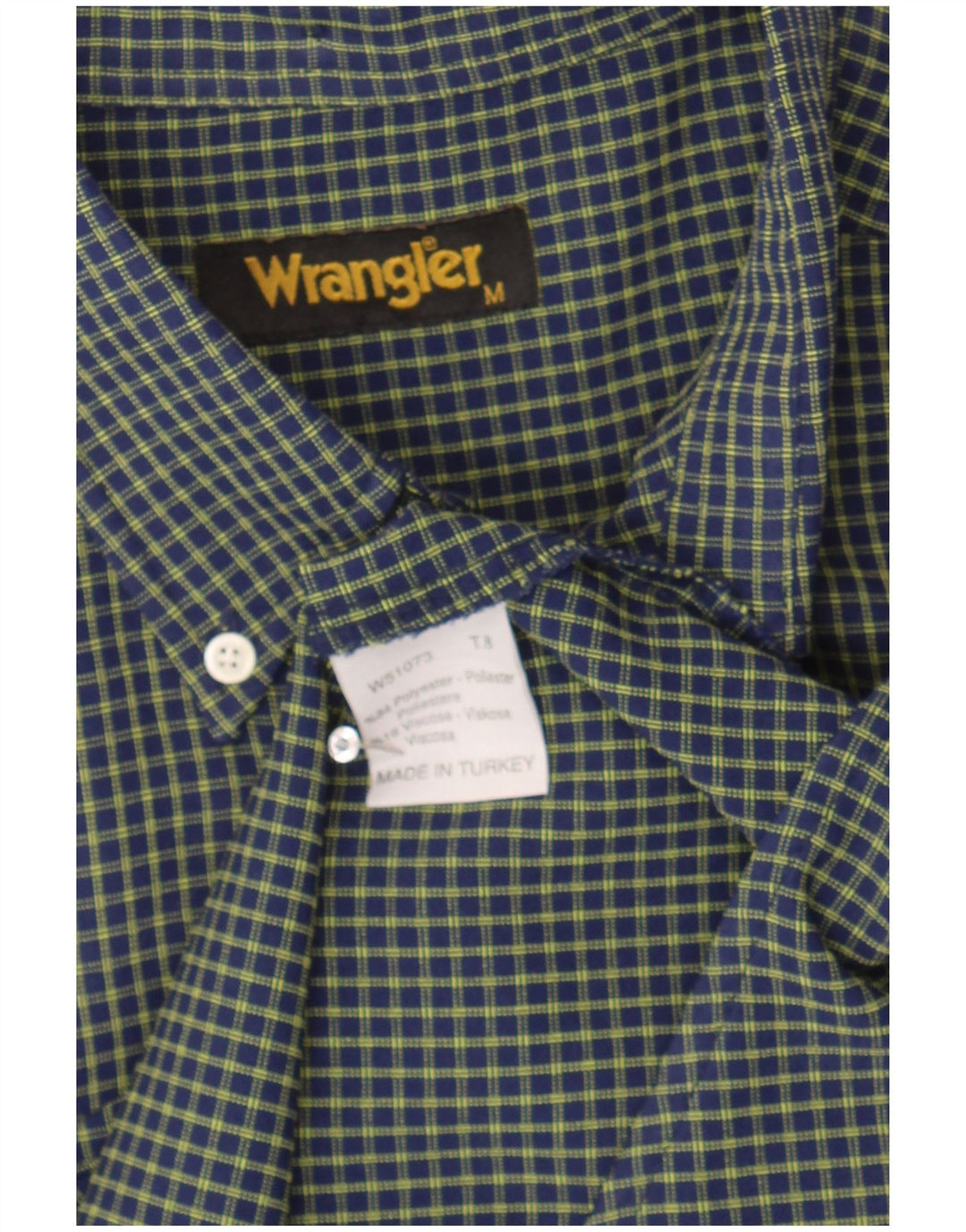 WRANGLER Mens Shirt Medium Navy Blue Check Polyester