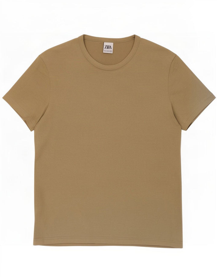 Tricou pentru bărbați Zara Top Mediu Bej Bumbac
