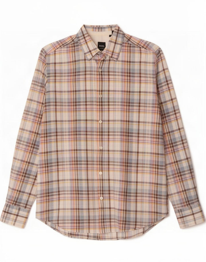Cămașă pentru bărbați Hugo Boss Regular Fit, bumbac mediu cu carouri multicolore