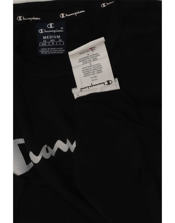 Tricou grafic Champion pentru bărbați Top mediu din bumbac negru
