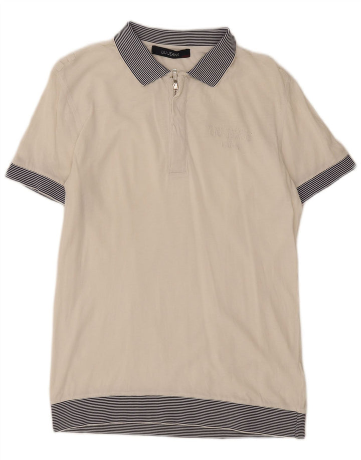 Tricou polo pentru bărbați Liu Jo, bumbac cu dungi albe medii