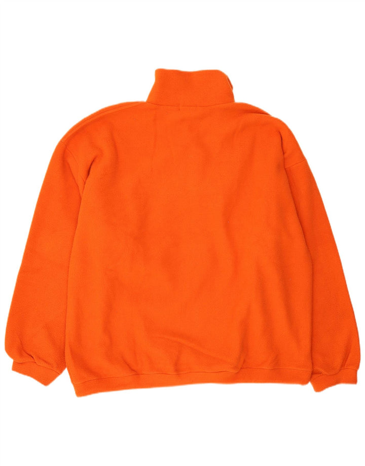 Pulover vintage pentru bărbați, cu gât cu nasturi, XL, poliester portocaliu