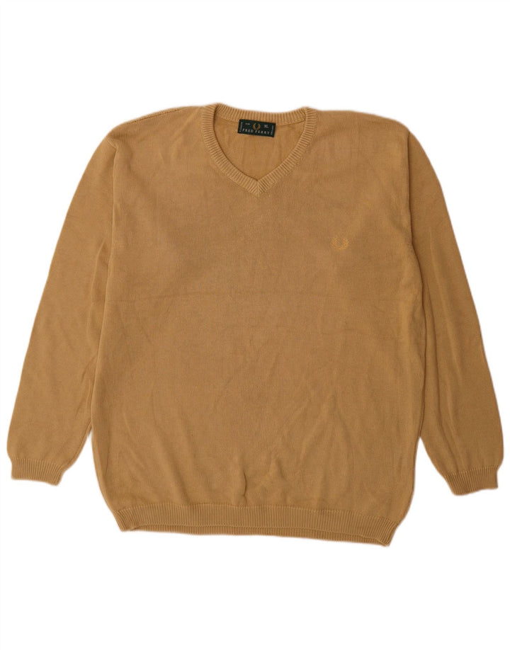 Fred Perry Pulover cu decolteu în V pentru bărbați, bumbac XL, bej