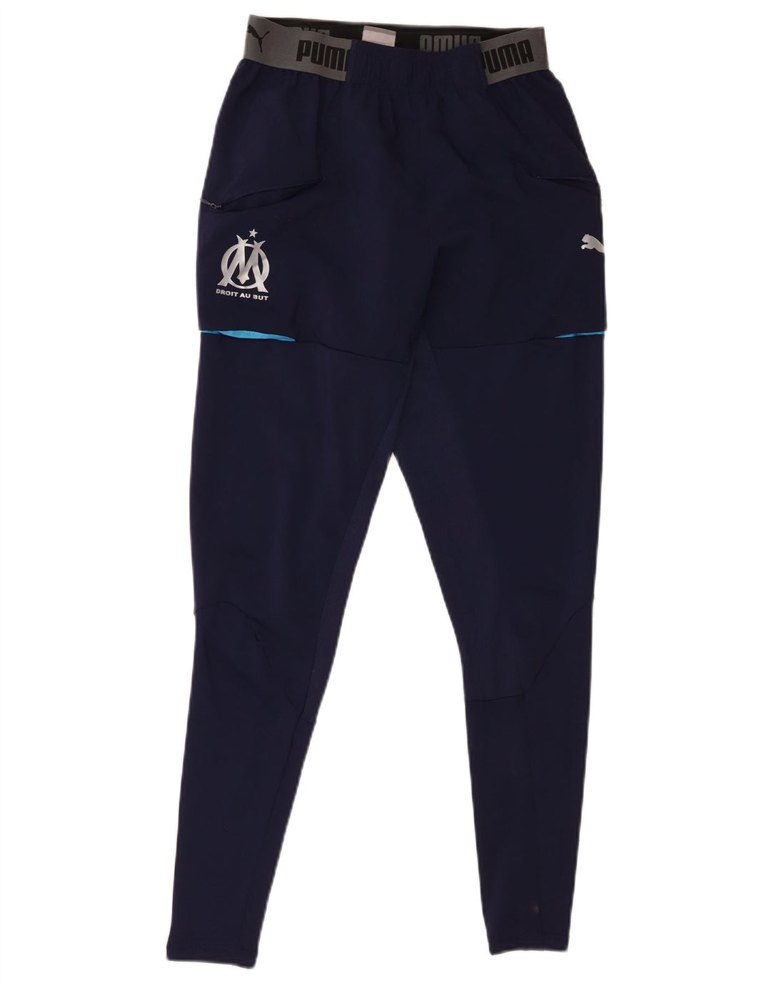 PUMA Mens Graphic Tracksuit Trousers Small  Navy Blue Colourblock
