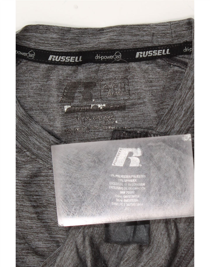 RUSSELL ATHLETIC Dri-Power Top cu mânecă lungă pentru bărbați, gri mic, pete