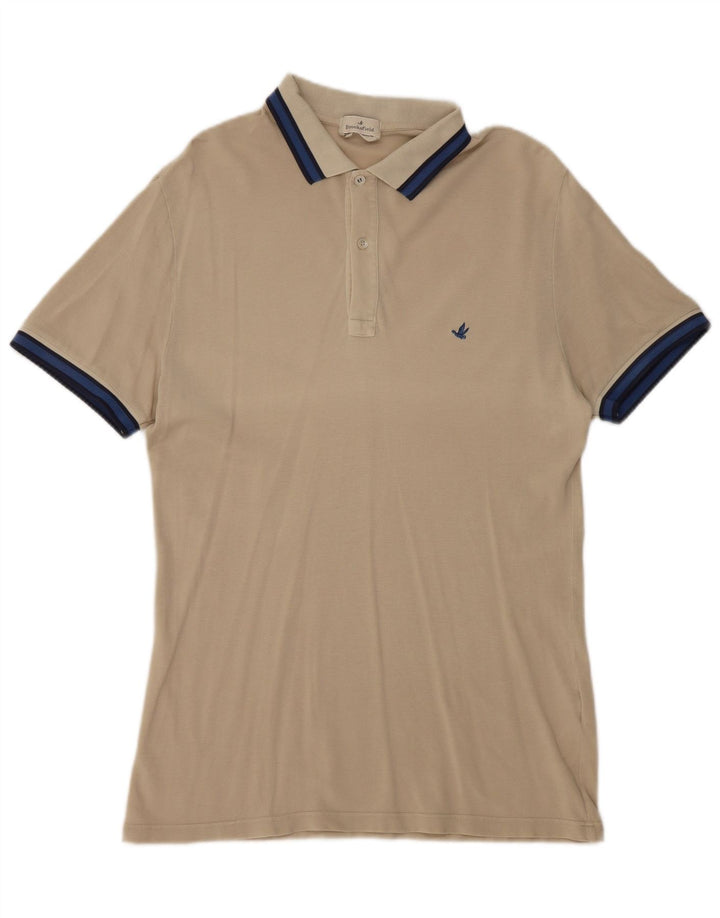 Cămașă polo Brooksfield pentru bărbați IT 50, bumbac color-bloc, bej mediu