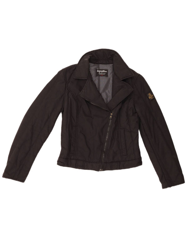 Jachetă Biker pentru femei Refrigiwear UK 12 Medium Black Nylon