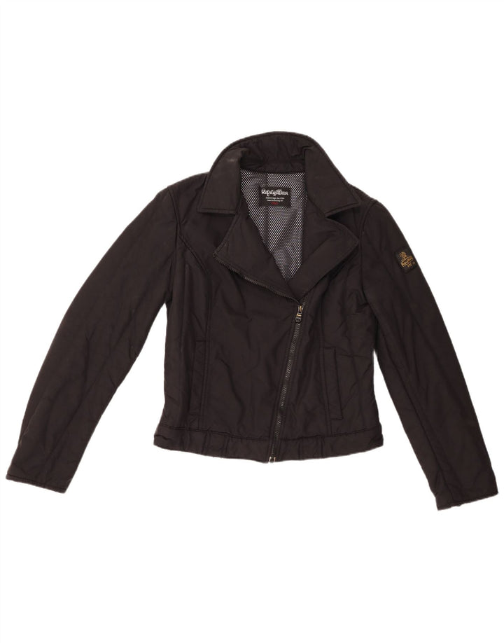 Jachetă Biker pentru femei Refrigiwear UK 12 Medium Black Nylon