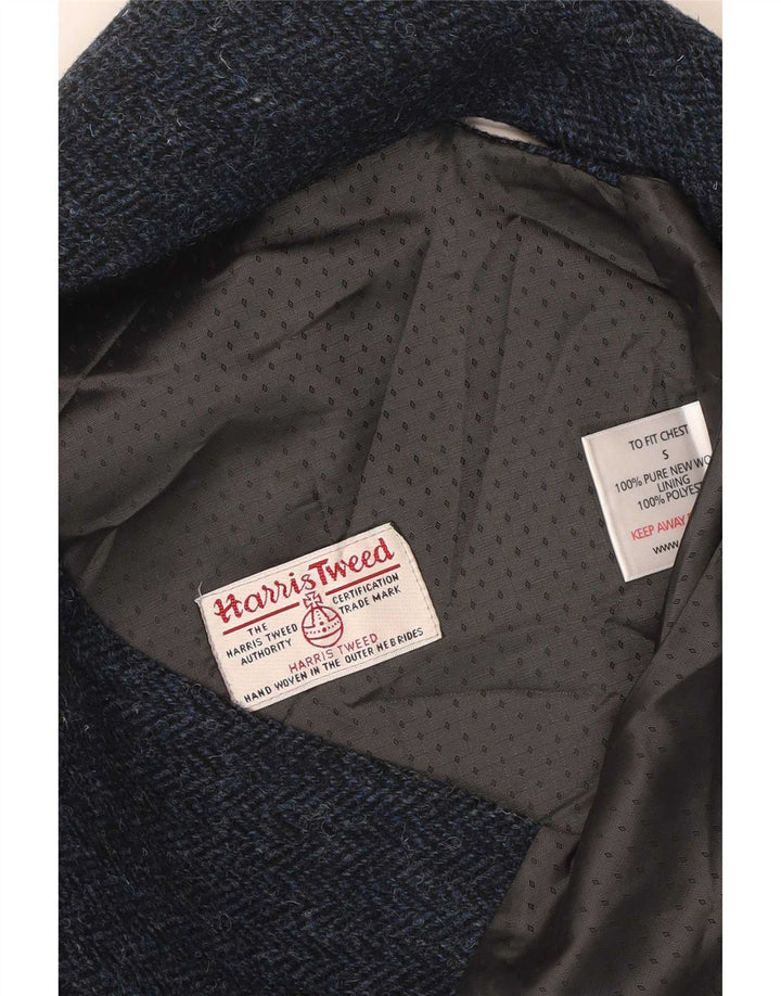 Giletă pentru bărbați Harris Tweed, lână nouă, albastră, în spinare