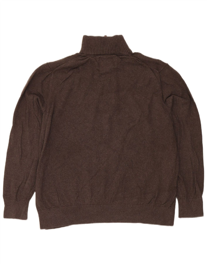 Eddie Bauer Pulover cu fermoar pentru bărbați, bumbac maro XL