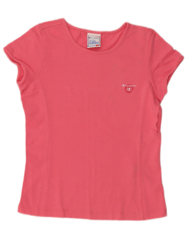 CHAMPION pentru femei Heritage Classics Crop T-shirt Top UK 8 Small Pink Bumbac