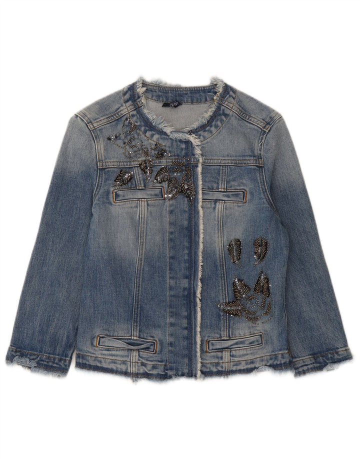Jachetă de denim crop Liu Jo pentru femei UK 8 Small Blue Bumbac
