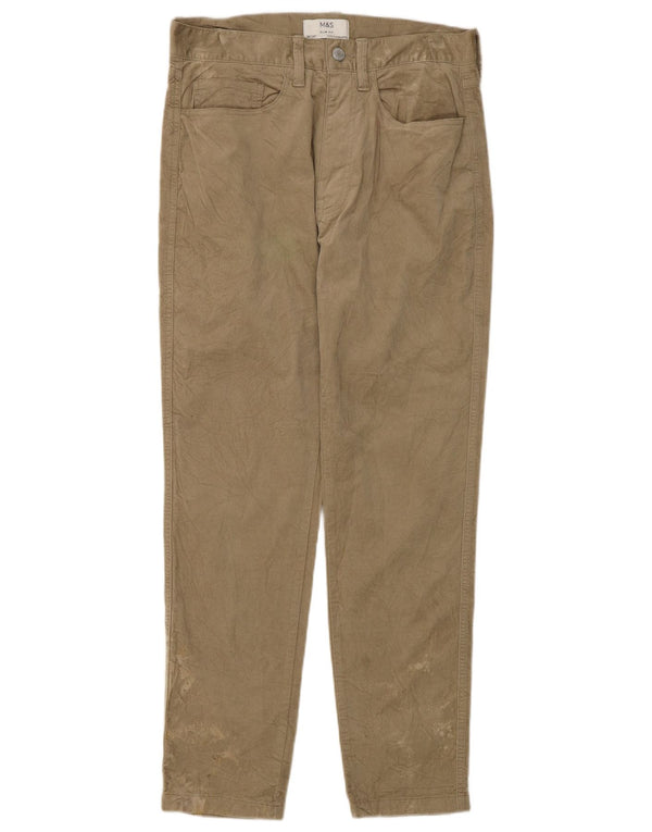 Marks & Spencer Pantaloni casual slim pentru femei W30 L29 bumbac bej