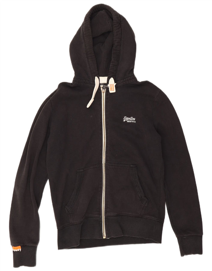 Pulover Superdry pentru bărbați, cu fermoar, bumbac mediu negru