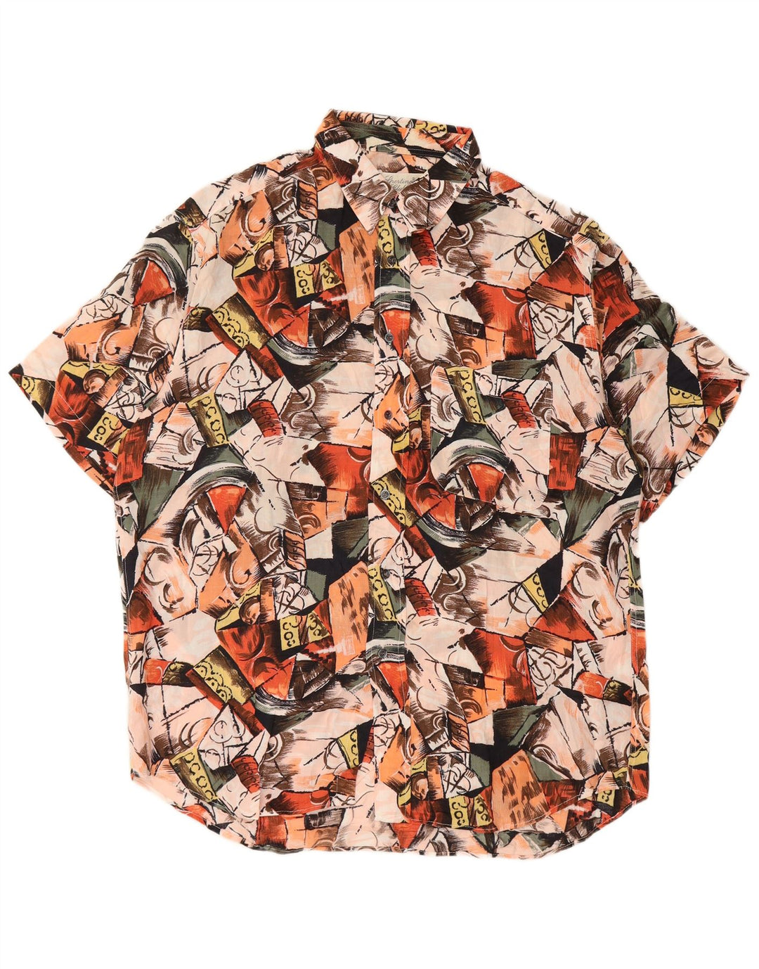 Cămașă cu mânecă scurtă cu model abstract pentru bărbați de epocă, mare, multicoloră