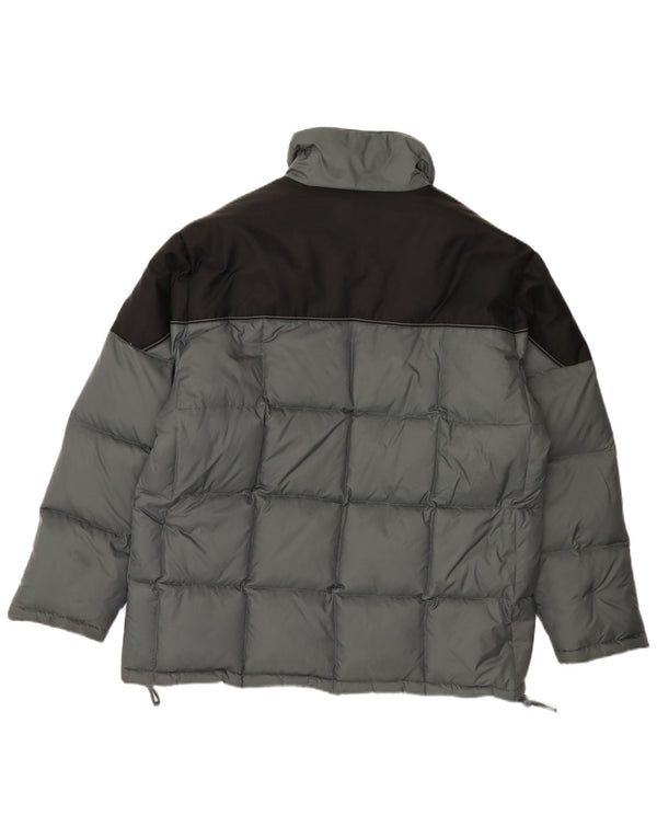 Jachetă căptușită vintage pentru bărbați, cu o formă lejeră, UK 38, gri mediu, nailon color bloc