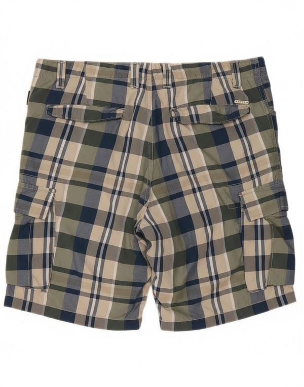 Pantaloni scurți cargo pentru bărbați Sisley IT 50 Large W36, bumbac cu carouri multicolore