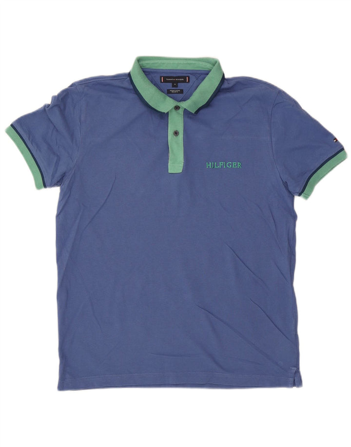 Tricou polo TOMMY HILFIGER pentru bărbați, bumbac albastru mediu