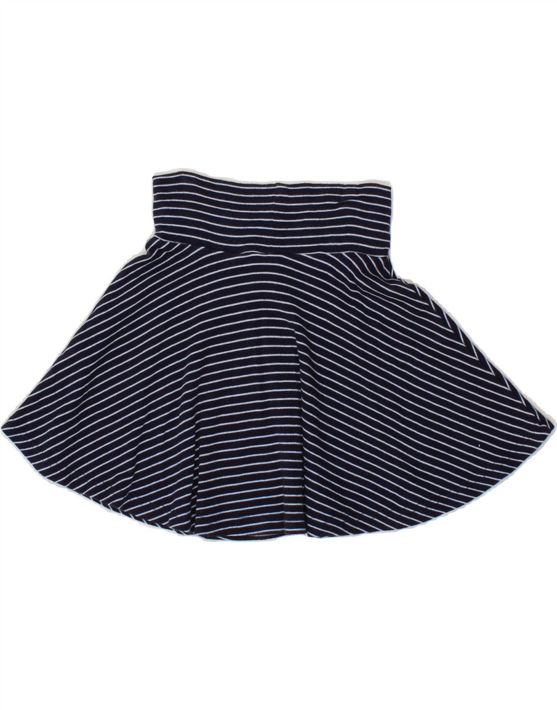 JOULES Girls A-Line Skirt 4-5 Years W21 Navy Blue Striped Cotton Vintage Joules and Second-Hand Joules from Messina Hembry 
