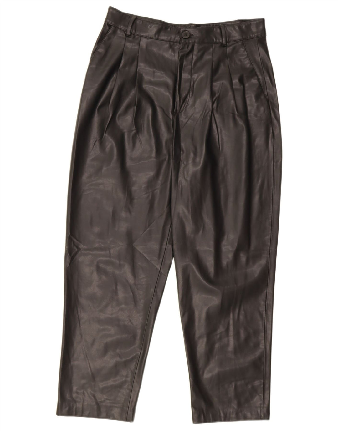 Pantaloni din piele artificială pentru femei Zara Mici L26 L25 Poliester negru