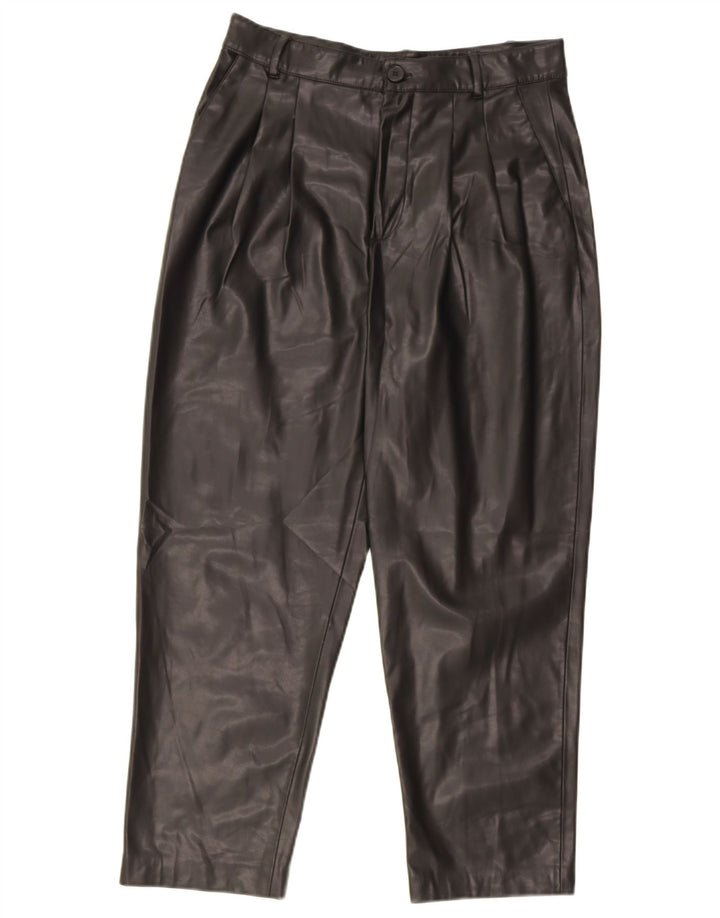 Pantaloni din piele artificială pentru femei Zara Mici L26 L25 Poliester negru