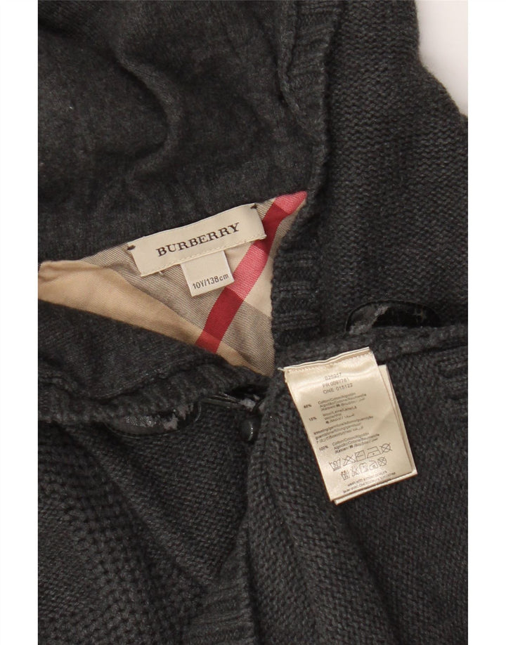 Pulover cu glugă Burberry pentru băieți 9-10 ani, bumbac gri