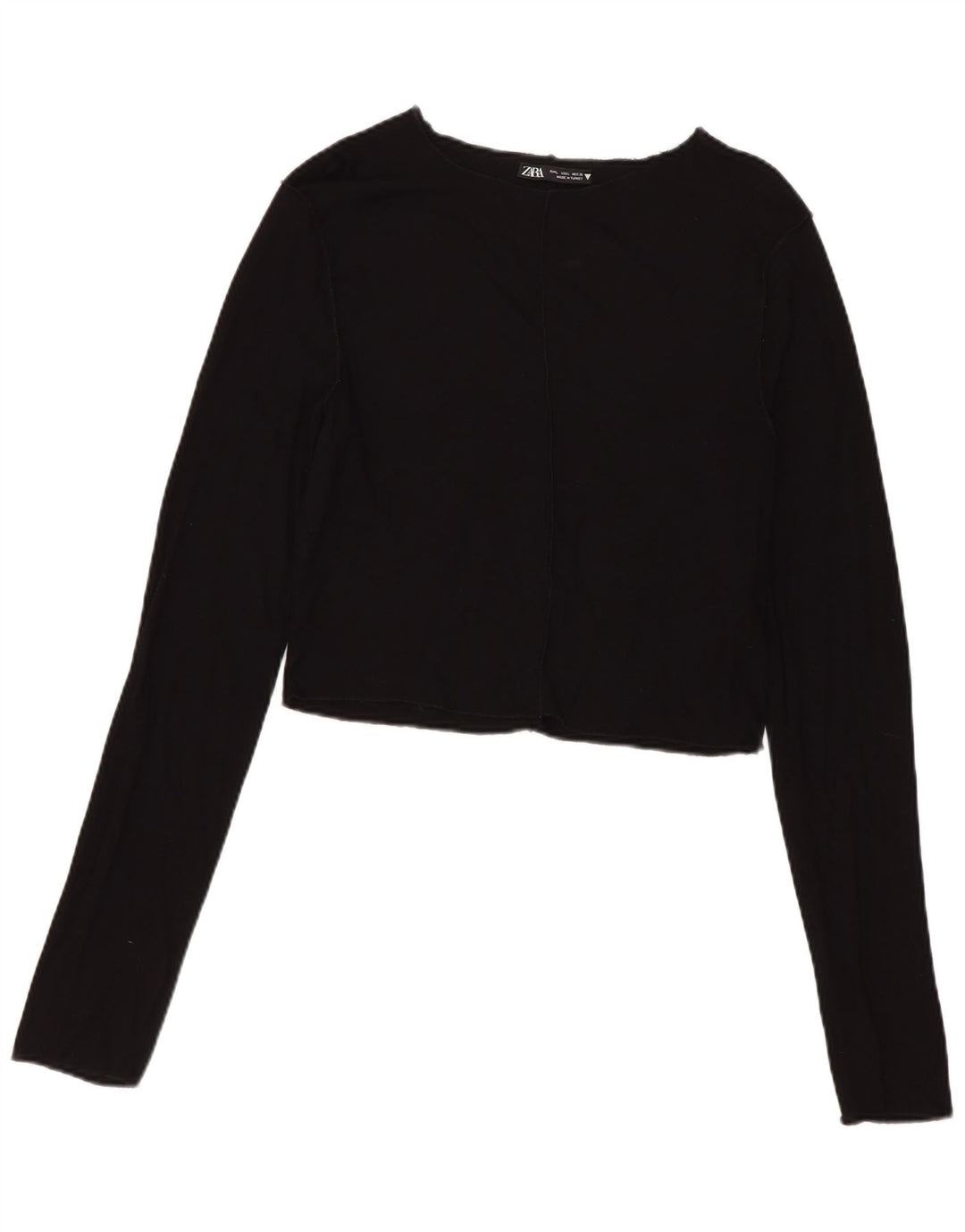 Crop Top pentru femei Zara cu mânecă lungă UK 14 mare, negru, viscoză