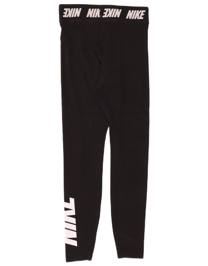 Leggings grafic NIKE pentru femei UK 8, bumbac negru mic