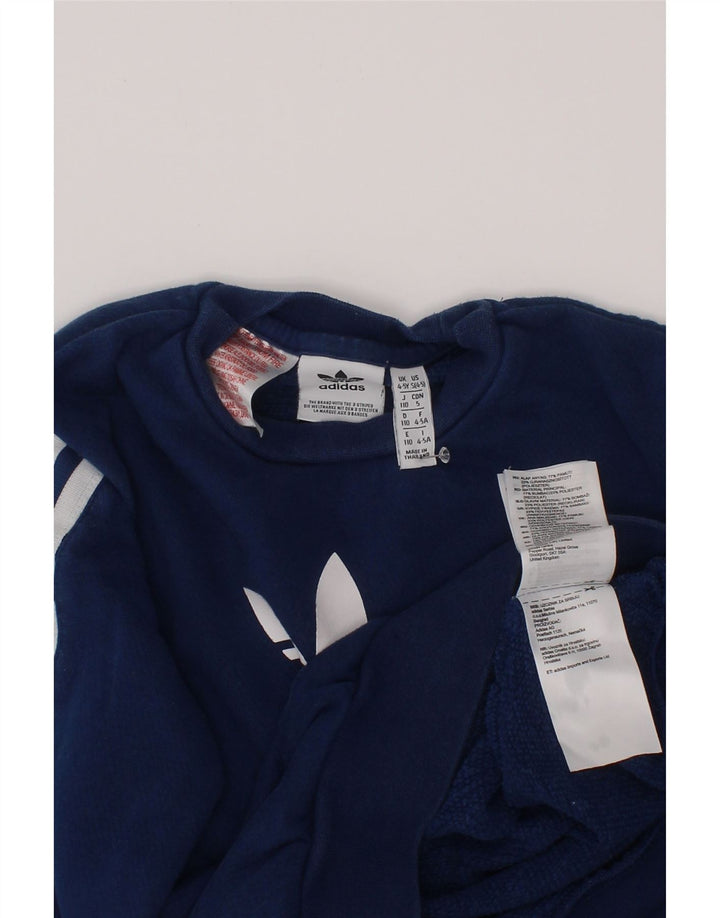Adidas Băieți Pulover Grafic Pulover 4-5 Ani Bleumarin Bumbac