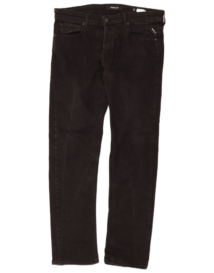 REPLAY Blugi bărbați Grover Straight W34 L32 bumbac negru