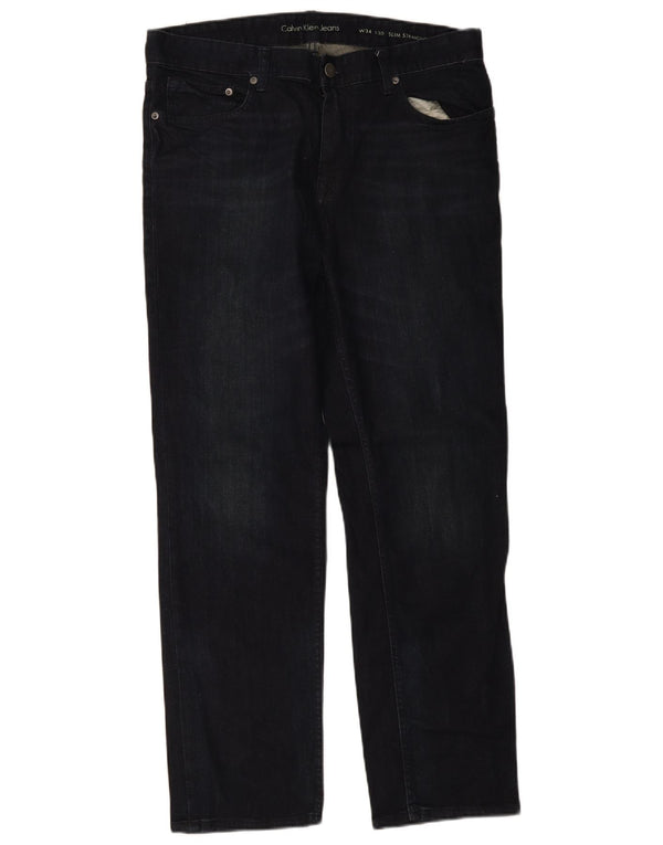 Calvin Klein Blugi Drepți Slim Fit pentru bărbați W34 L30 Bleumarin
