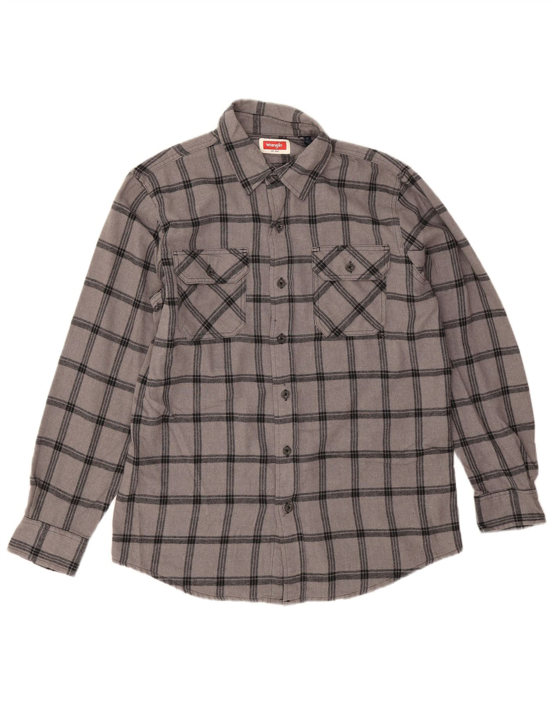 Cămașă de flanel pentru bărbați Wrangler, bumbac cu carouri, gri mediu