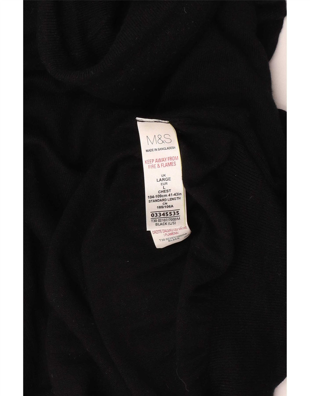 Pulover pentru bărbați Marks & Spencer cu gât rulat, mare, negru, bumbac