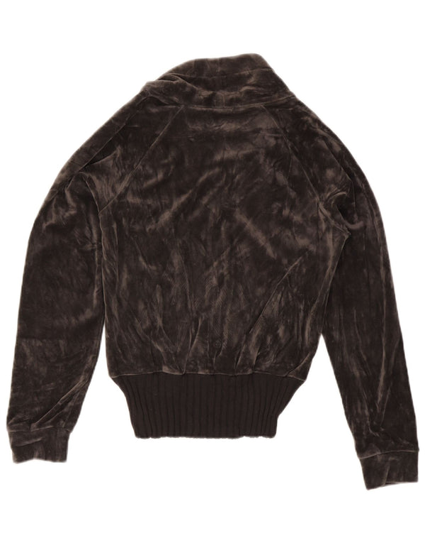 Jachetă de trening din catifea ADIDAS pentru femei UK 12, bumbac gri mediu