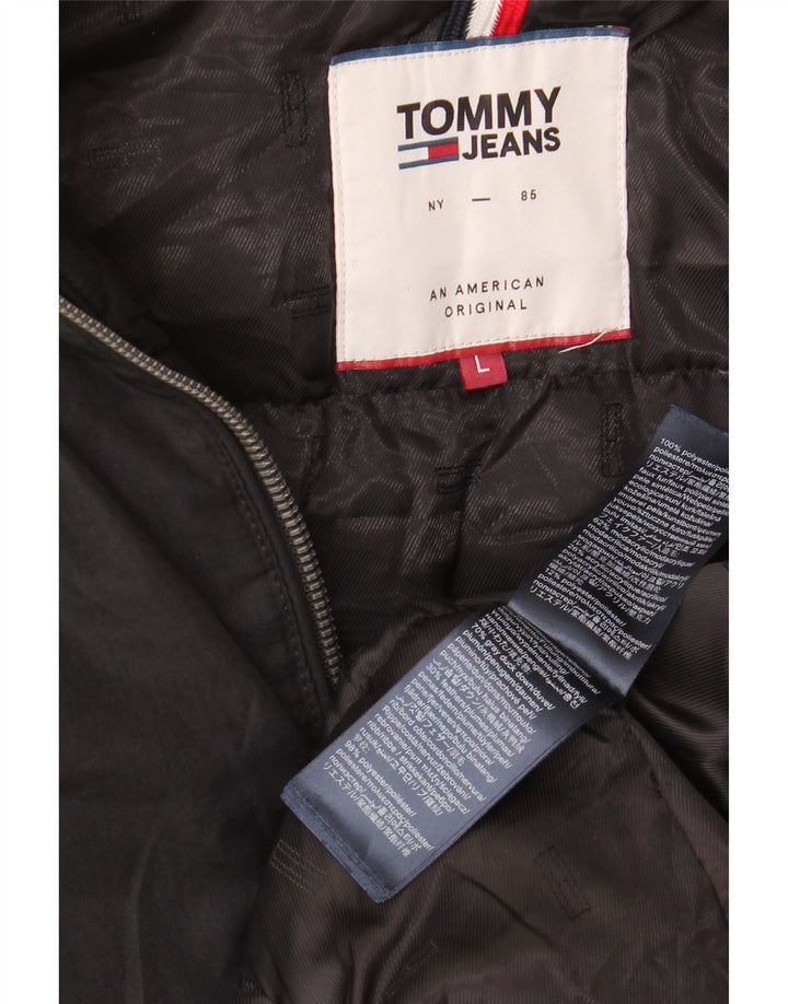 Jachetă căptușită cu glugă Tommy Hilfiger pentru femei UK 16 Poliester negru mare