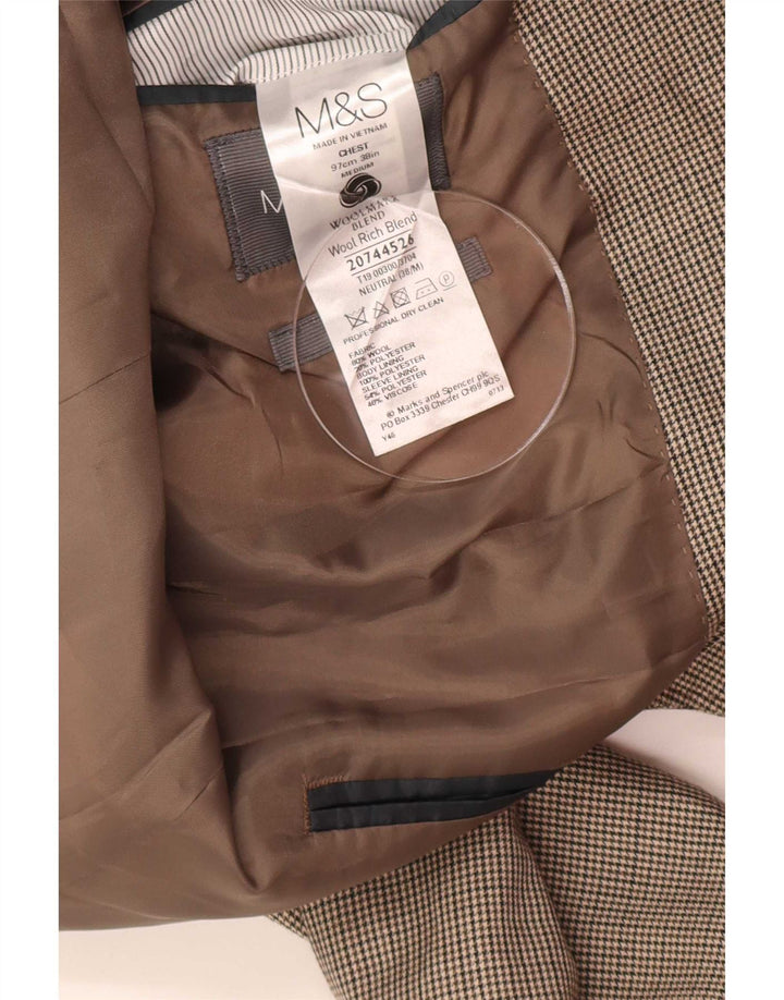 Jachetă pentru bărbați Marks & Spencer, cu 2 nasturi, UK 38 Medium Bej Houndstooth