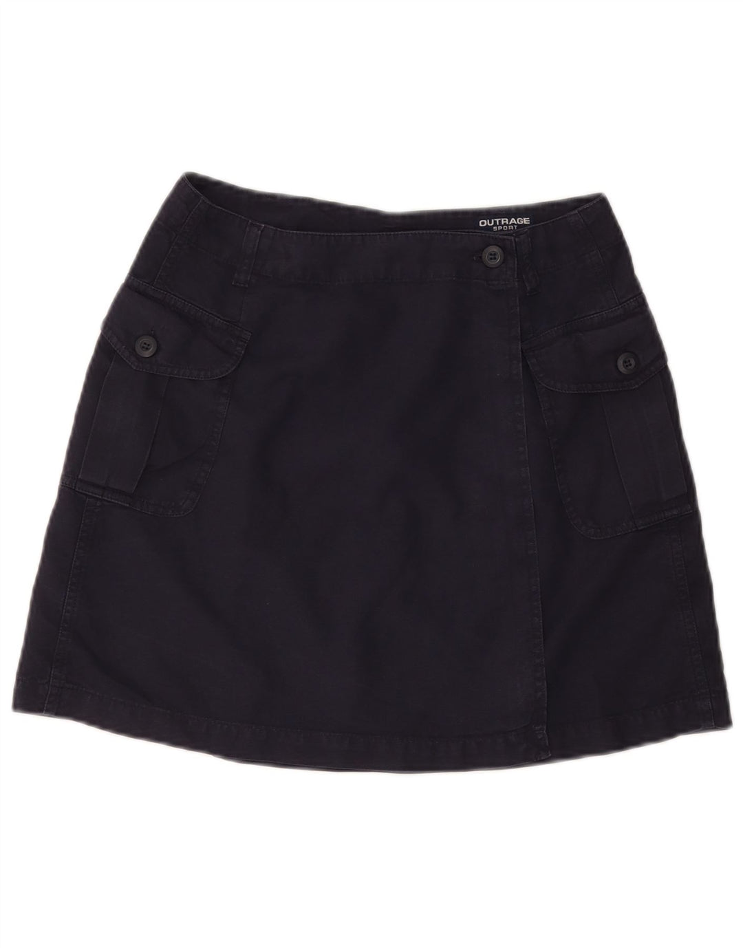 Fusta mini Wrap pentru femei VINTAGE IT 44 Medium W28 Bumbac bleumarin