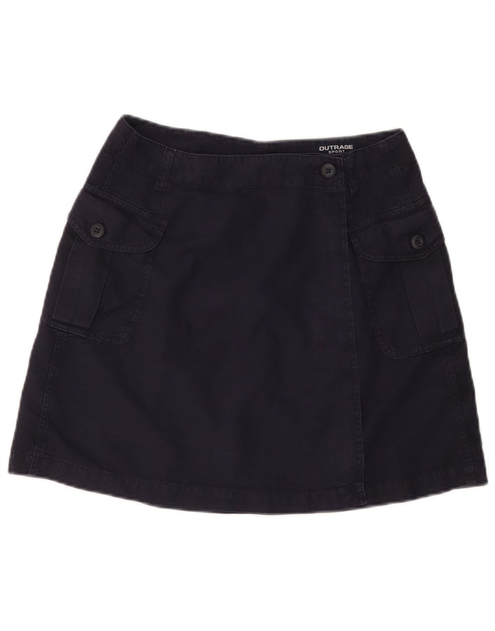 Fusta mini Wrap pentru femei VINTAGE IT 44 Medium W28 Bumbac bleumarin