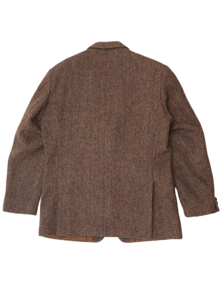 Jachetă pentru bărbați Harris Tweed, cu 2 nasturi, UK 40, lână mare maro, cu oase
